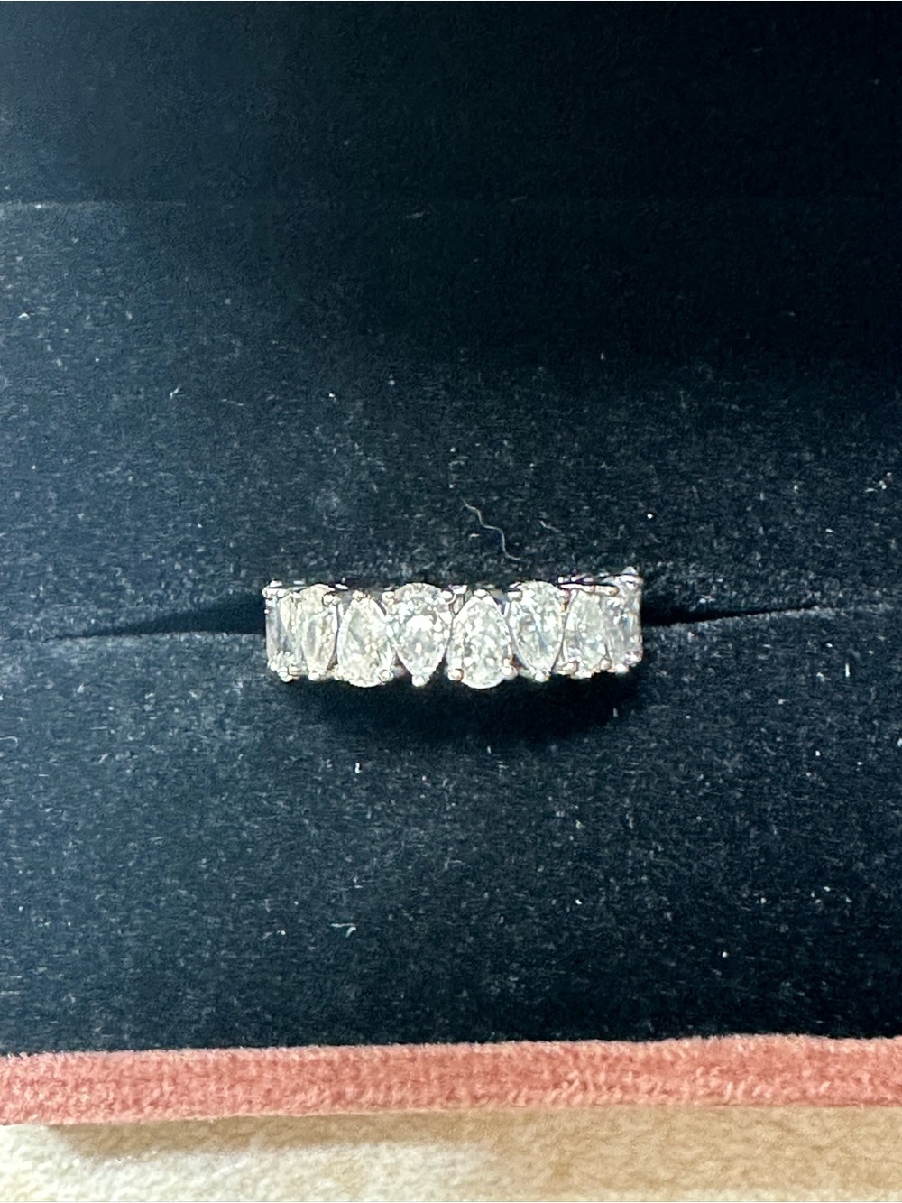 F/VS 5.10Ct Pear Shape Diamond Eternity Ring 14k Gold Lab Grown Stackable Band - Picture 5 of 5